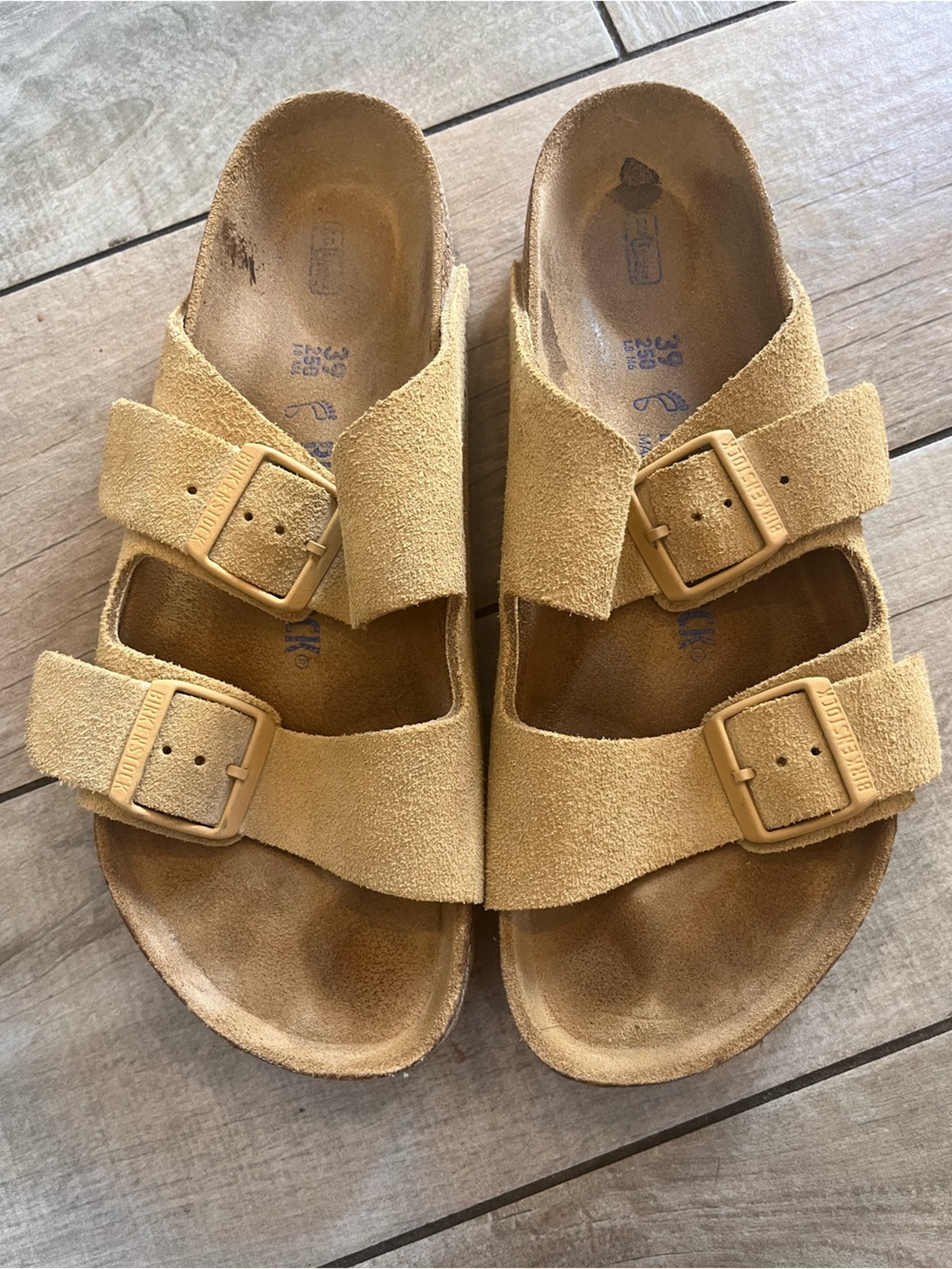 Birkenstock Arizona Suede Latte Cream Soft Footbed EU 39